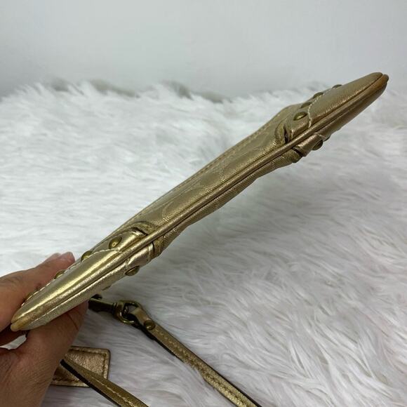 y2k COACH Gold Stud Signature Wristlet - Picture 3 of 7